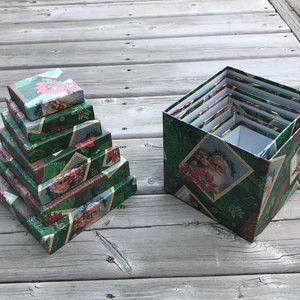 2/$18 SET OF SEVEN CHRISTMAS DECORATIVE GIFT BOXES